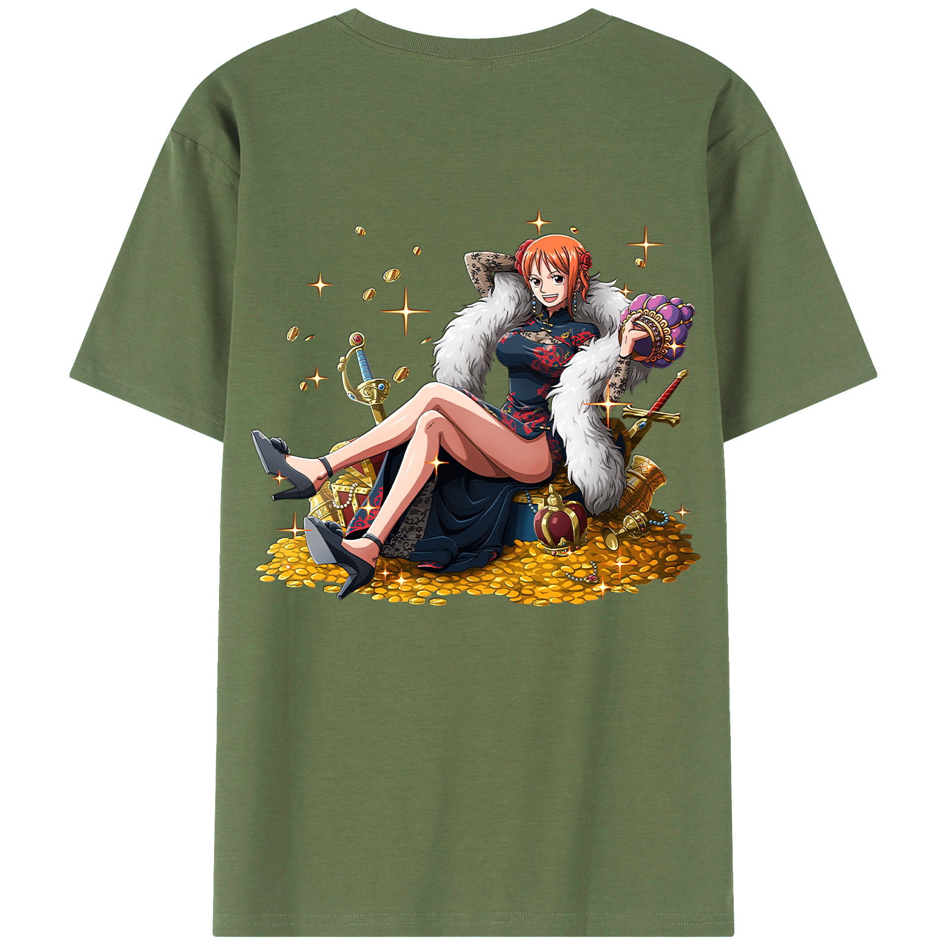 （画像用） ワンピース ナミ ONE PIECE Nami 綿100％ メンズ半袖Tシャツ（バックプリント） 通気性